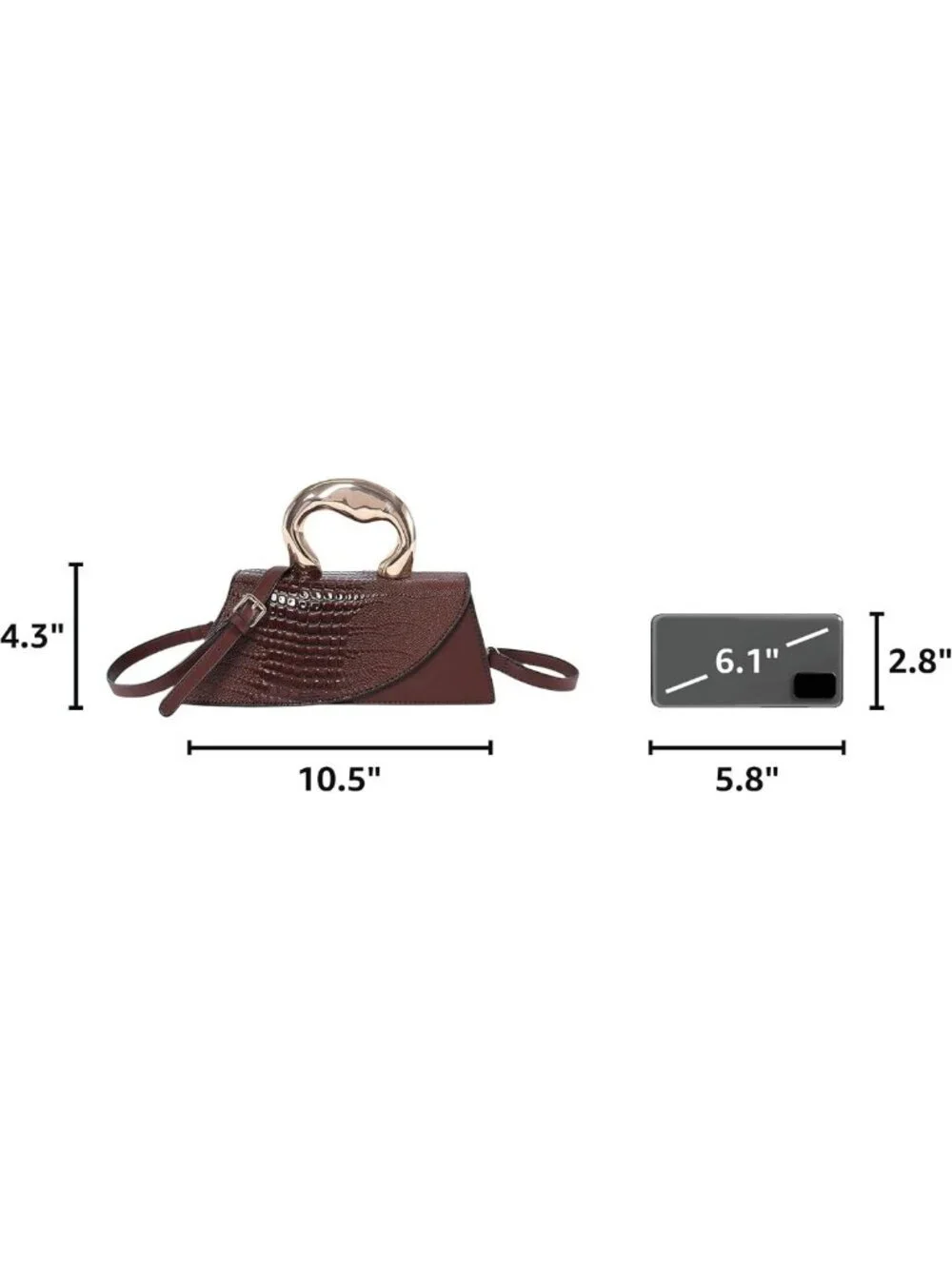 Chic Vegan Leather Evening Clutch Purse with Crocodile Pattern & Crossbody Strap